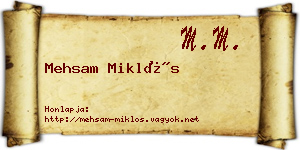 Mehsam Miklós névjegykártya